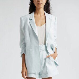 Cinq a Sept Kylie Linen Cotton Blend Blazer in Glacial Blue. Size 4. EUC.
